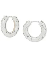 Lucky Brand Silver-Tone Small Pave Star-Accented Hoop Earrings, 0.75"
