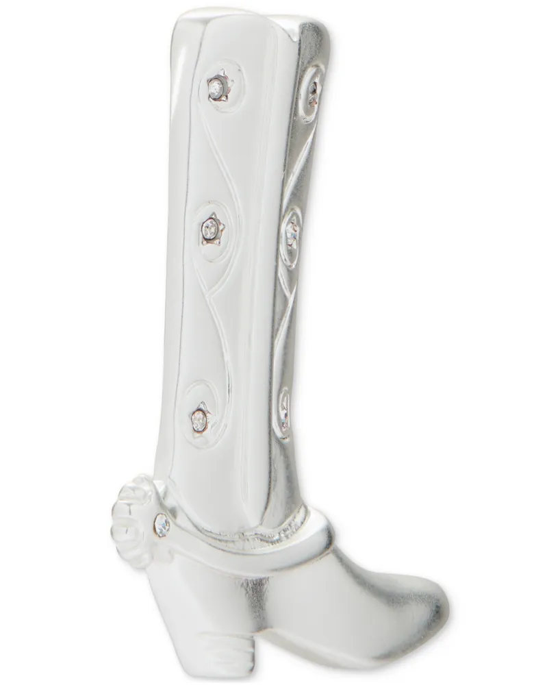 Lucky Brand Silver-Tone Pave-Accented Cowboy Boot Pin