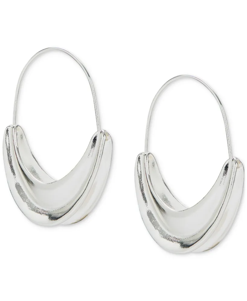 Lucky Brand Silver-Tone High Shine Organic Large Hoop Earrings, 2