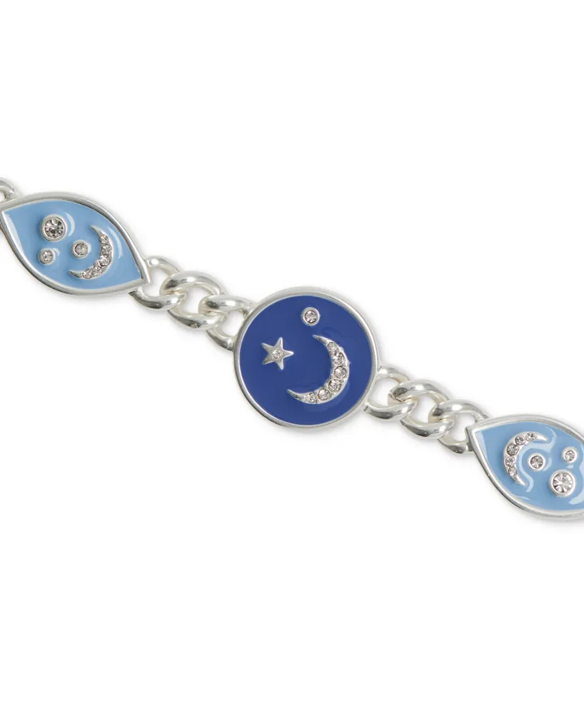 Lucky Brand Silver-Tone Pave Color Celestial Charm Link Bracelet