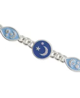 Lucky Brand Silver-Tone Pave Color Celestial Charm Link Bracelet