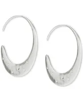 Lucky Brand Silver-Tone Medium Pave Threader Hoop Earrings, 1.25"