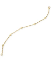 Polished Bead Station Rolo Link Chain Bracelet in 10k Gold