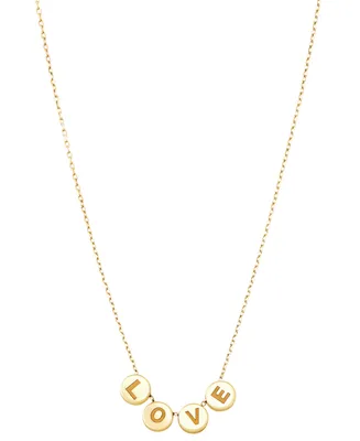 Love Disc Sliding Pendant Necklace in 10k Gold, 16" + 2" extender