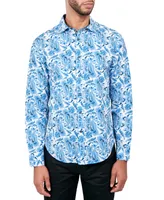 Society of Threads Men's Regular Fit Non-Iron Performance Stretch Paisley Button-Down Shirt