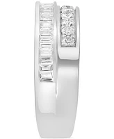 Effy Diamond Baguette & Round Double Row Ring (1/2 ct. t.w.) in 14k White Gold