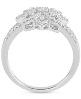 Diamond Flower Cluster Statement Ring (1/2 ct. t.w.) in Sterling Silver