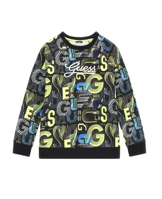 Guess Big Boys French Terry Embroidered Logo Crewneck Sweatshirt