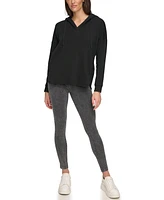 Andrew Marc Sport Women's Long Sleeve Fleece Split Neck Tunic Hoodie Sweatshirt