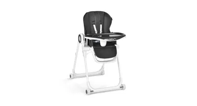 Baby High Chair Foldable Feeding with 4 Lockable Wheels