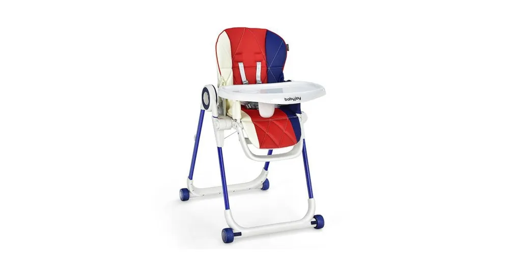 Baby High Chair Foldable Feeding Chair with 4 Lockable Wheels