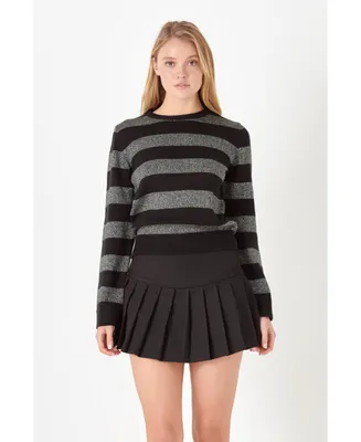 Women's Mixed Lurex Stripe Knit Top