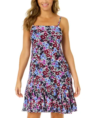 Anne Cole Women's Floral-Print Ruffle Cover-Up Dress