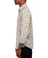 Society of Threads Men's Slim Fit Non-Iron Performance Stretch Floral Button-Down Shirt