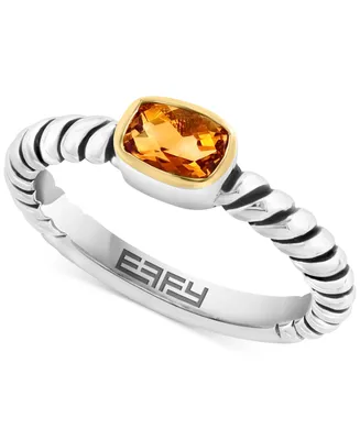 Effy Citrine (5/8 ct. t.w.) Solitaire Ring in Sterling Silver & 18k Gold-Plate