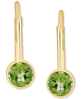 Effy Peridot Bezel Leverback Drop (1/2 ct. t.w.) in 14k Gold