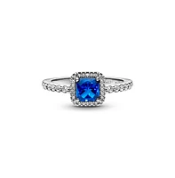 Pandora Cubic Zirconia Timeless Blue Square Sparkle Halo Ring