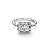 Pandora Cubic Zirconia Timeless Rectangular Sparkling Halo Ring