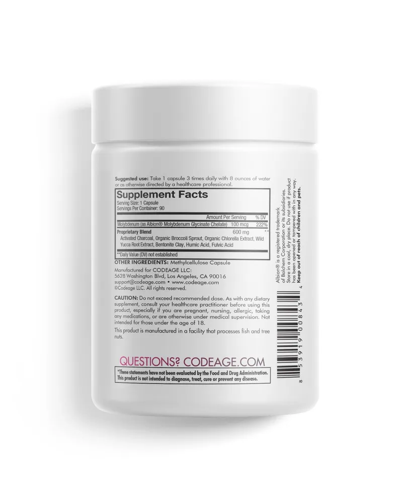 Codeage Binder +, Charcoal, Bentonite Clay, Minerals, Fulvic & Humic Acids, Molybdenum, Carbon Forms, 90 ct