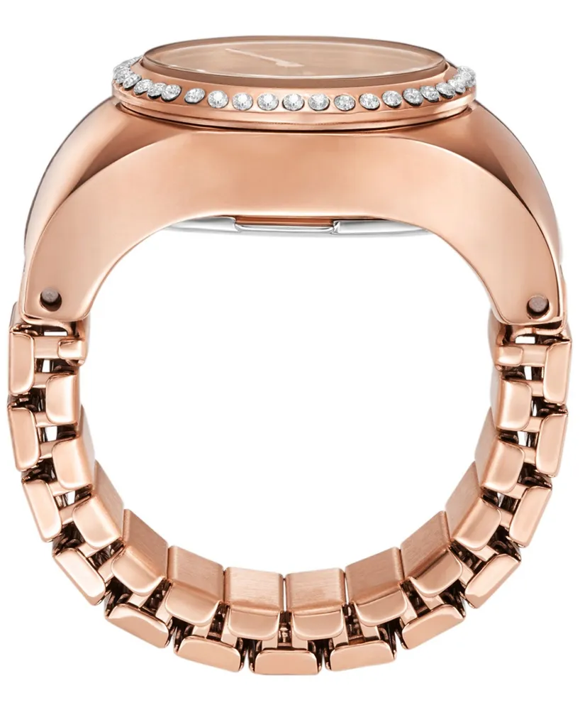 Fossil Women's Watch Ring Two-Hand Rose Gold-Tone Stainless Steel 15mm