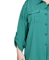 Ny Collection Plus 3/4 Sleeve Roll Tab Blouse
