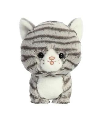 Aurora Small Tabby Teddy Pets Playful Plush Toy Grey 7"