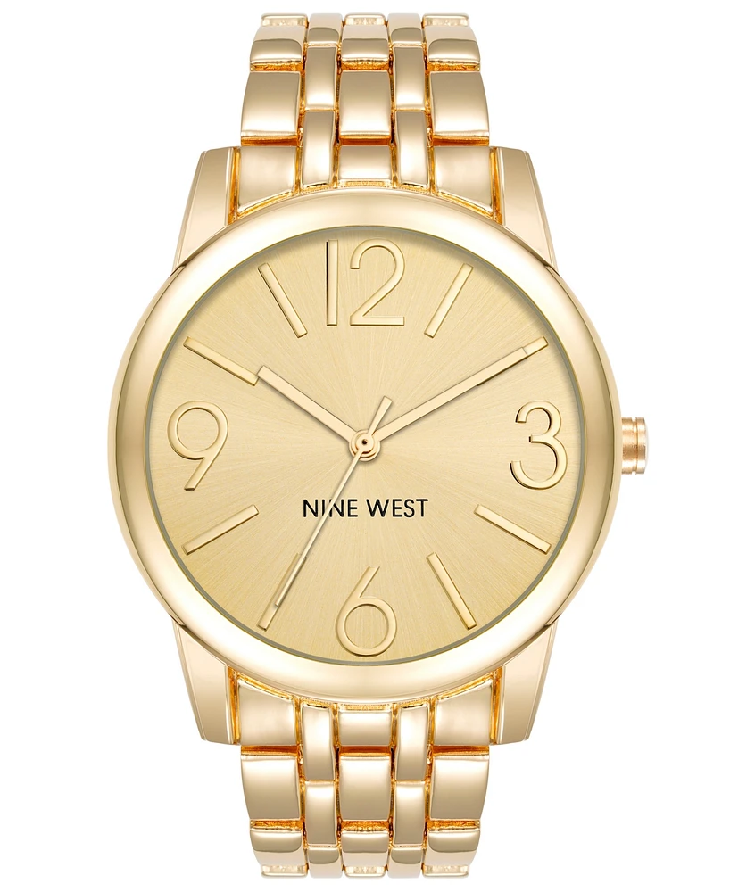 Nine West Women's Quartz Gold-Tone Alloy Link Bracelet Watch, 39mm - Gold