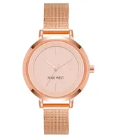 Nine West Women's Quartz Rose Gold-Tone Stainless Steel Mesh Band Watch, 34mm - Rose Gold