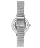 Nine West Women's Quartz Silver-Tone Stainless Steel Mesh Band Watch, 31mm