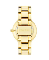 Nine West Women's Quartz Gold-Tone Alloy Link Bracelet Watch, 36mm - Black, Gold