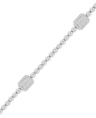Diamond Halo Cluster Tennis Bracelet (2 ct. t.w.) in 10k White Gold