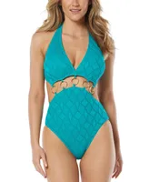 Vince Camuto Women's Ring-Detail Plunge One-Piece Swimsuit