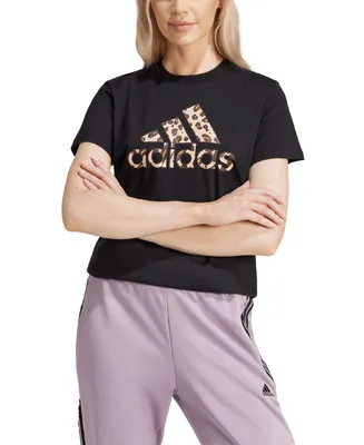 adidas Women's Animal-Print Logo T-Shirt