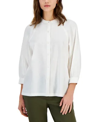 Tommy Hilfiger Women's Raglan-Sleeve Stand-Collar Shirt