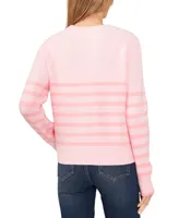 CeCe Women's Striped Crewneck Sweater