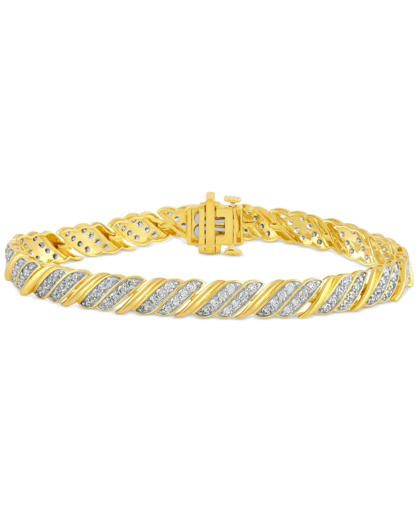 Diamond Diagonal Row Link Bracelet (3 ct. t.w.) in 10k Gold