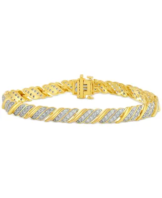 Diamond Diagonal Row Link Bracelet (3 ct. t.w.) in 10k Gold
