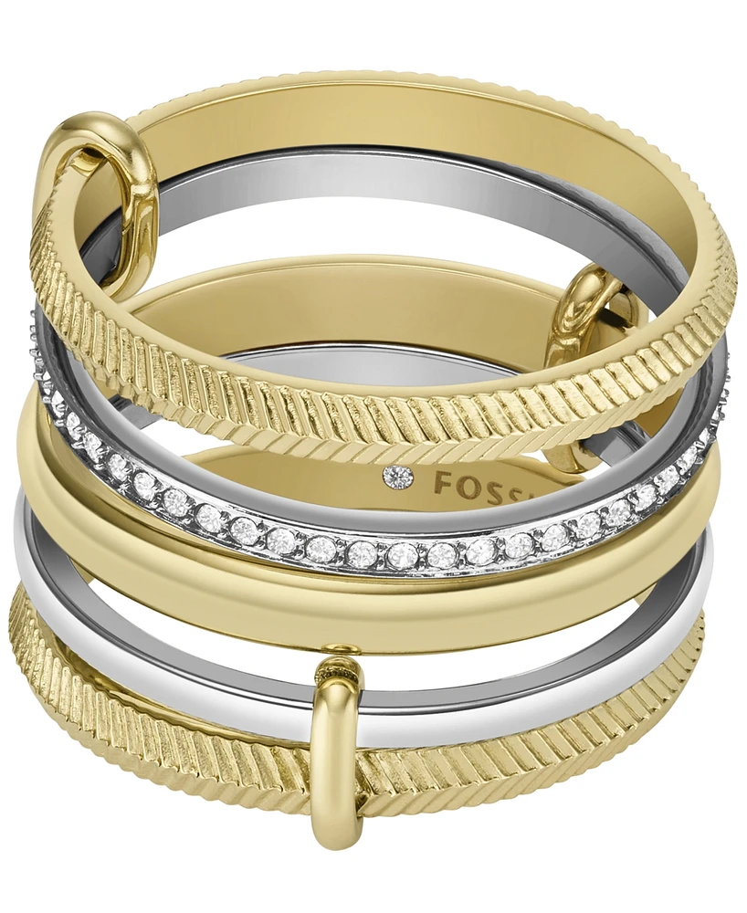 Fossil All Stacked Up Two-Tone Stainless Steel Prestack Ring - Two