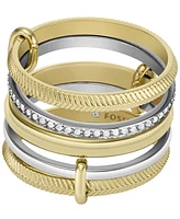 Fossil All Stacked Up Two-Tone Stainless Steel Prestack Ring - Two