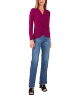 1.state Women's Cross-Front Long Sleeve Cozy Knit Top