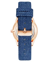 Nine West Women's Quartz Blue Faux Leather Band Watch, 36mm