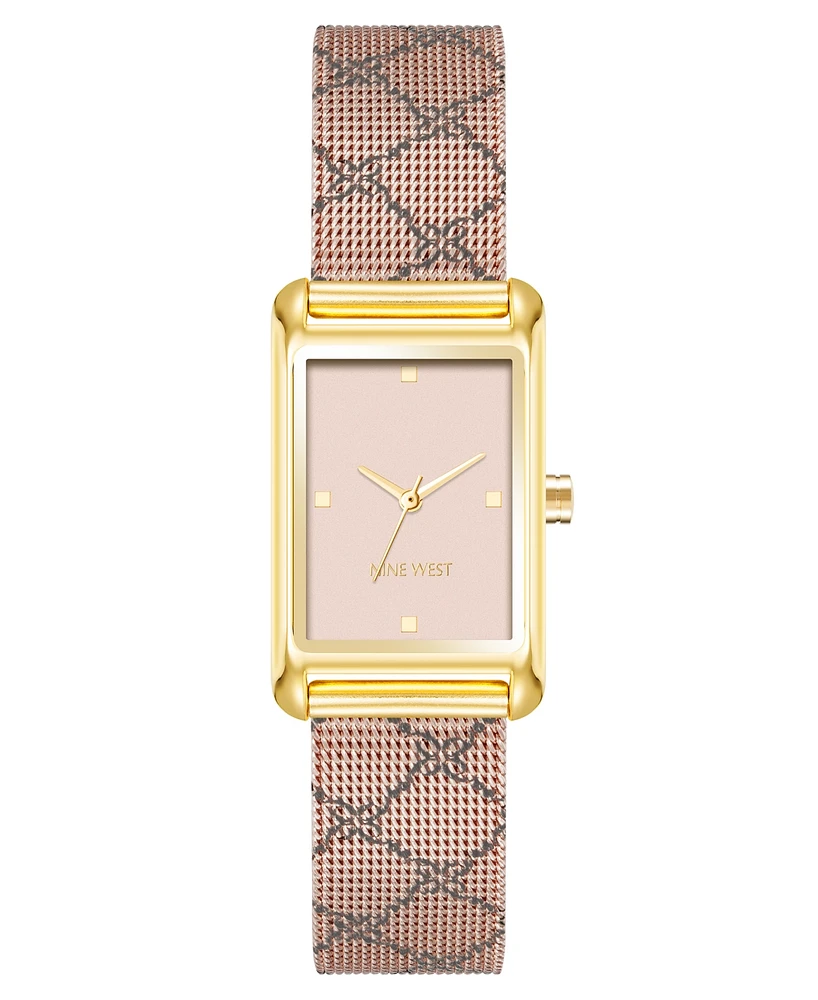 Nine West Women's Quartz Pink Stainless Steel Mesh Watch, 22mm