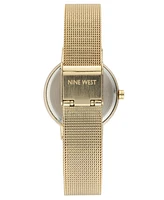 Nine West Women's Quartz Gold-Tone Stainless Steel Mesh Band Watch, 33mm