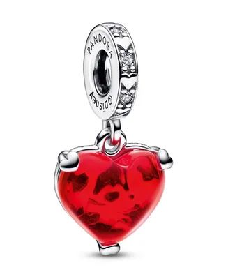 Pandora Cubic Zirconia Disney Mickey Minnie Mouse Kiss Red Murano Glass Dangle Charm