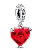 Pandora Cubic Zirconia Disney Mickey Minnie Mouse Kiss Red Murano Glass Dangle Charm