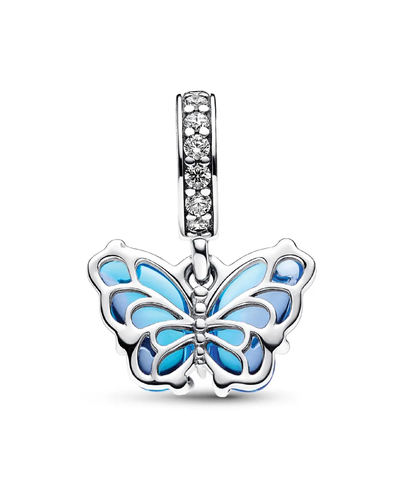 Pandora Cubic Zirconia Blue Murano Glass Butterfly Dangle Charm
