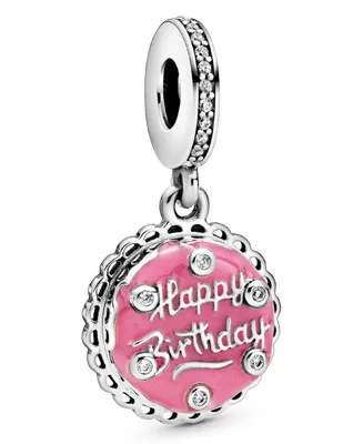 Pandora Cubic Zirconia Pink Birthday Cake Dangle Charm