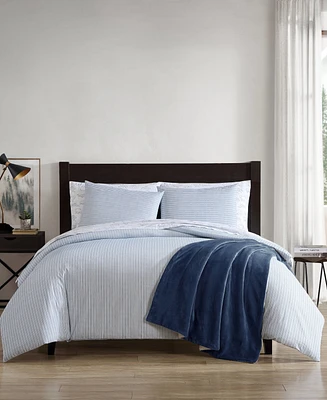 Eddie Bauer Ticking Stripe Cotton Percale 3 Piece Duvet Cover Set, King