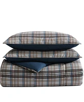 Closeout! Eddie Bauer Rugged Plaid Micro Suede Reversible Piece Duvet Cover Set