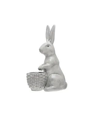 Stoneware Rabbit with Basket Planter